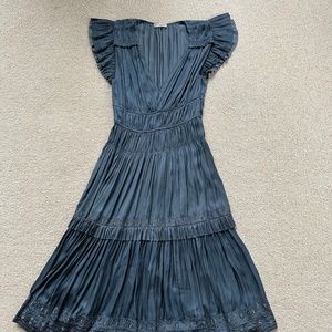 Ulla Johnson flutter sleeve midi dress blue/gray size 8